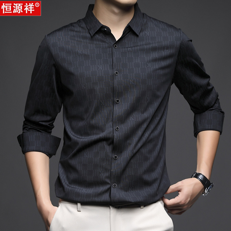 OD290: Áo sơ mi dài tay nam trung niên Hengyu cao cấp lụa băng