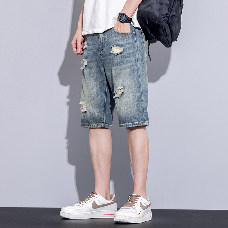 OE682: Quần short denim mùa hè cho nam cao cấp quần dài vừa phải thoải mái mỏng Ice Oxygen