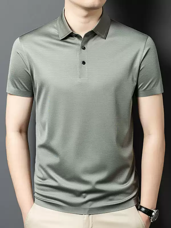 OE974: Áo polo nam cao cấp mùa hè với cổ áo bằng lụa tơ tằm