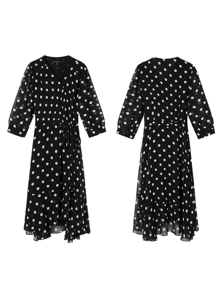 Mã C015: đầm nữ chấm bi cổ V cao cấp