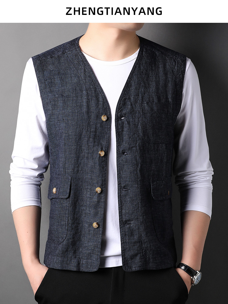 OD302: áo vest gile nam cao cấp vải lanh áo khoác