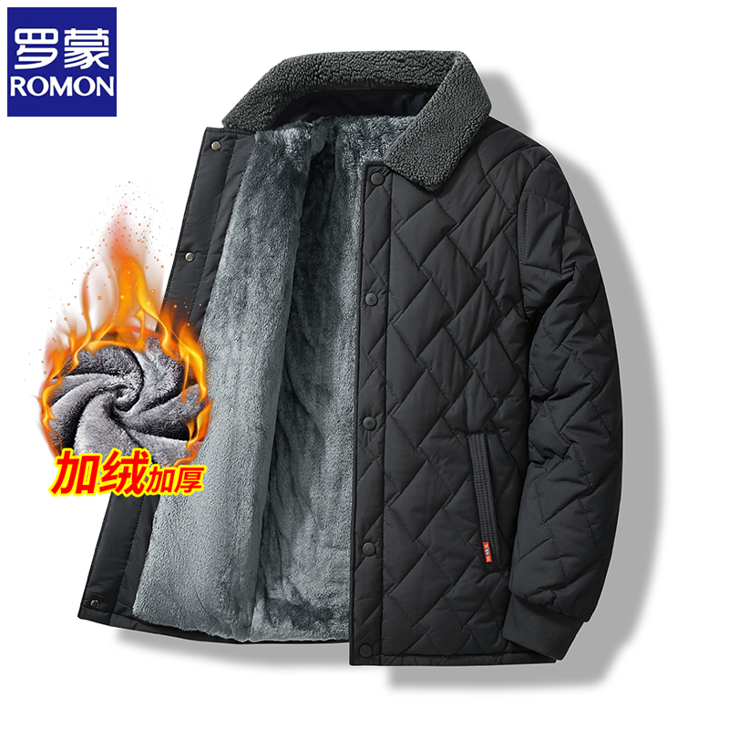 OE942: Áo khoác mùa đông Romon có đệm bông dành cho nam cao cấp giới trung niên