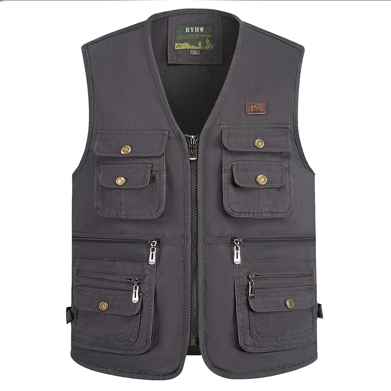 OH010: Áo khoác vest ghile nam nhiều túi bằng cotton nguyên chất