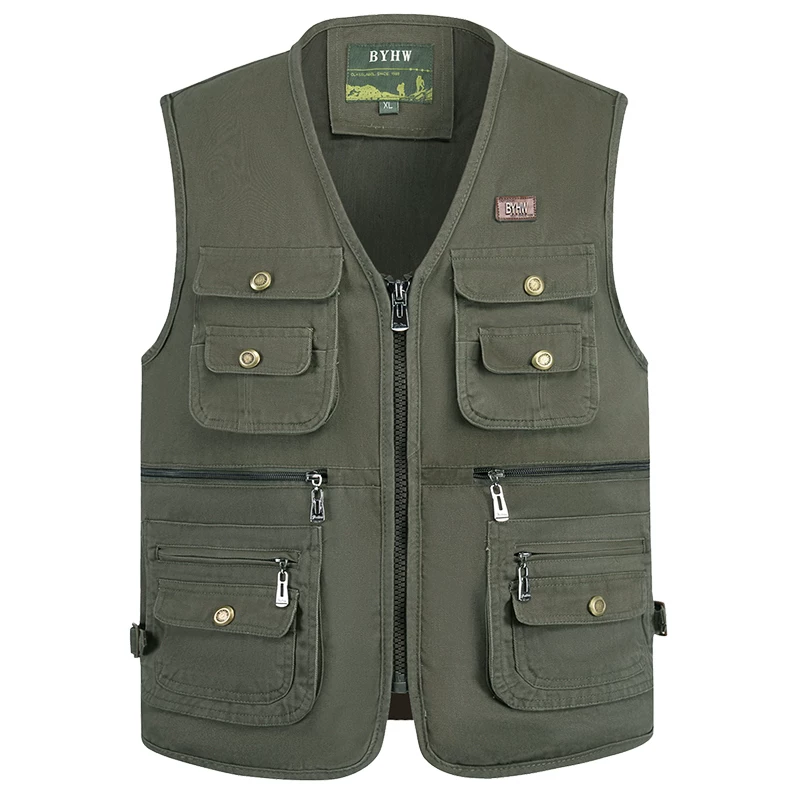 OH010: Áo khoác vest ghile nam nhiều túi bằng cotton nguyên chất