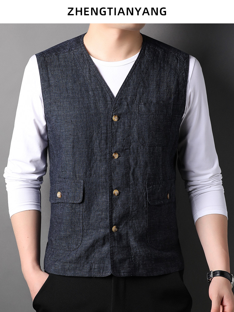 OD302: áo vest gile nam cao cấp vải lanh áo khoác