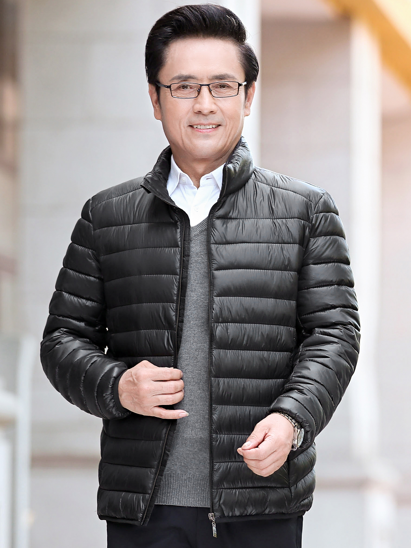 OE933: Áo khoác cotton nam cao cấp mùa thu đông kiểu dáng nhẹ dành cho người trung niên