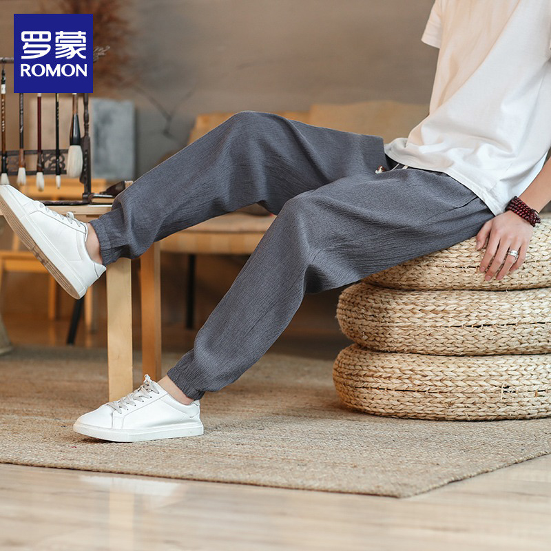 OE789: Quần dài thể thao nam Romon quần dài ống rộng ống đứng