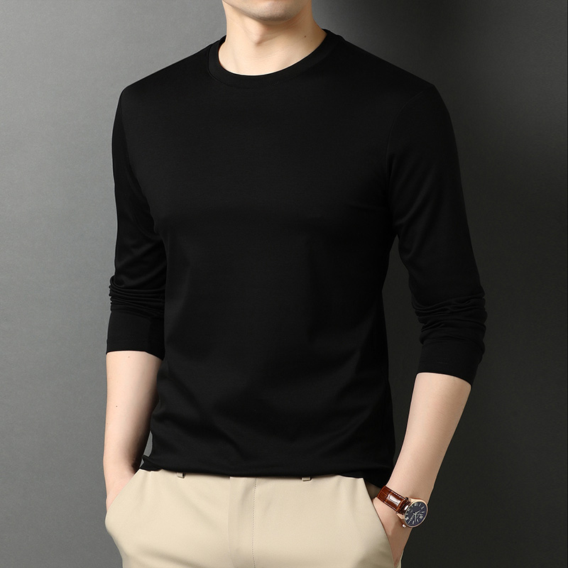OD378: Áo thun nam dài tay cổ tròn màu trơn cotton