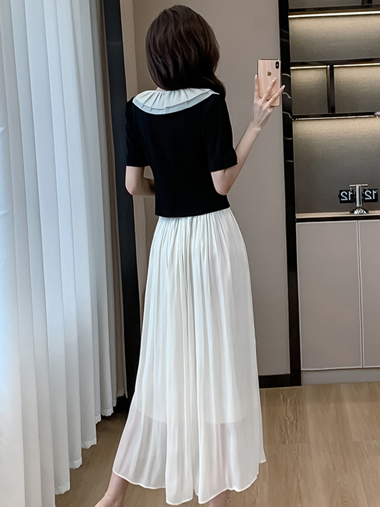 OD103: set áo váy cổ sen cao cấp