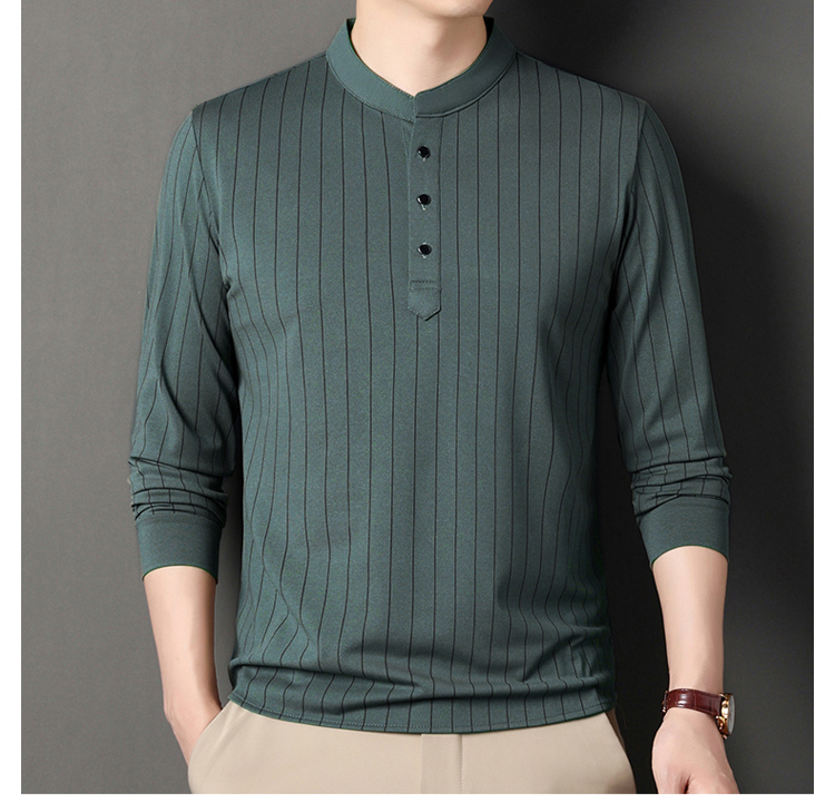 OC879: áo thun nam dài tay thu đông cổ sơ mi