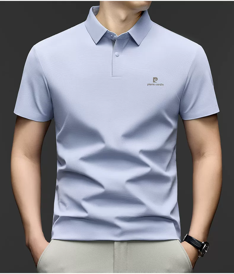 OE968: Áo Polo ngắn tay bằng lụa tơ tằm tơ tằm Pierre Cardin, thoáng khí