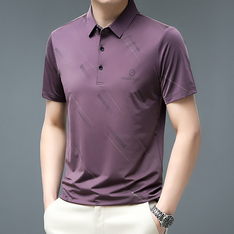 OE269: Áo thun POLO lụa Woodpecker dành cho nam cao cấp tay ngắn,