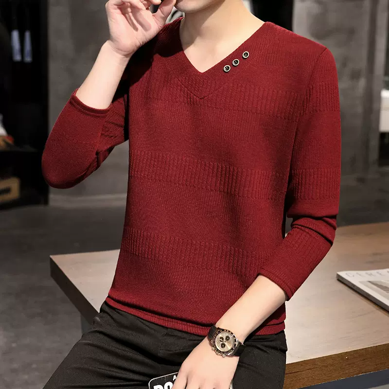 Mã A602: Áo thun dài tay cổ chữ V nam