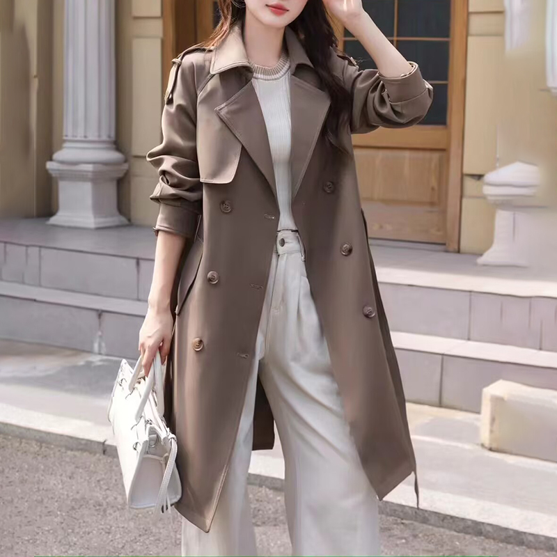 OC316: Áo khoác nữ dáng dài cao cấp màu đỏ Ancora dài