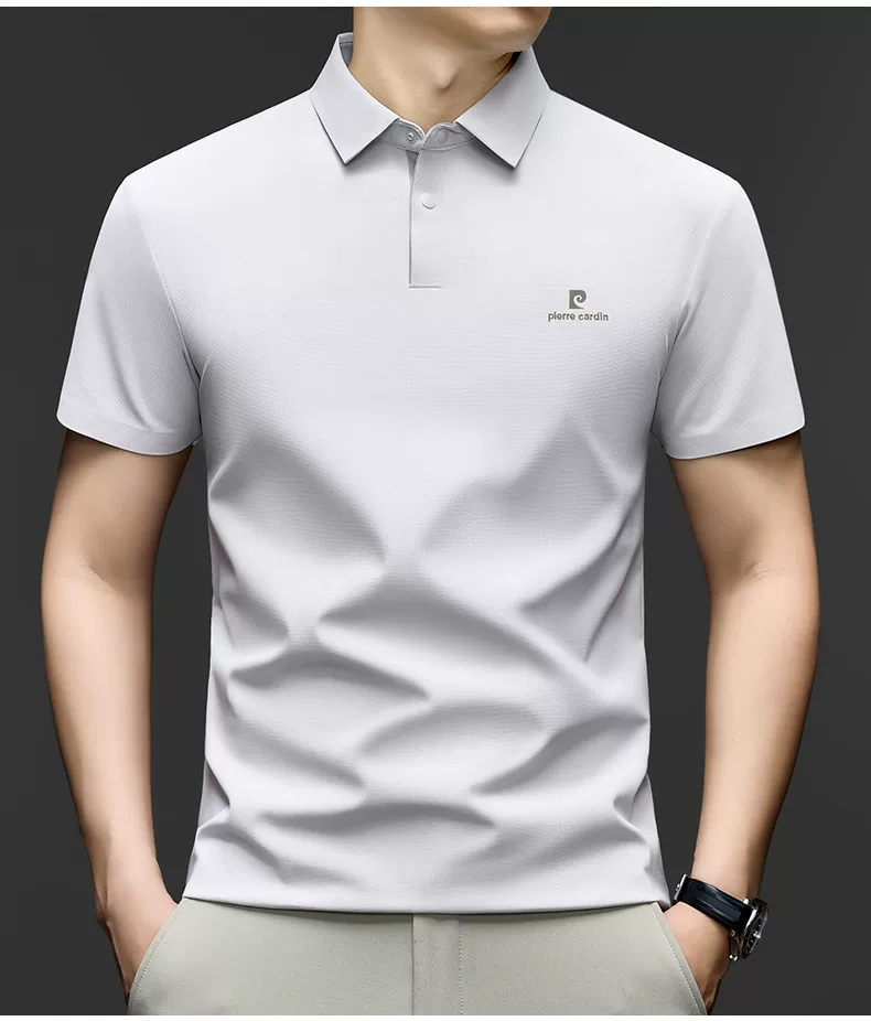 OE968: Áo Polo ngắn tay bằng lụa tơ tằm tơ tằm Pierre Cardin, thoáng khí
