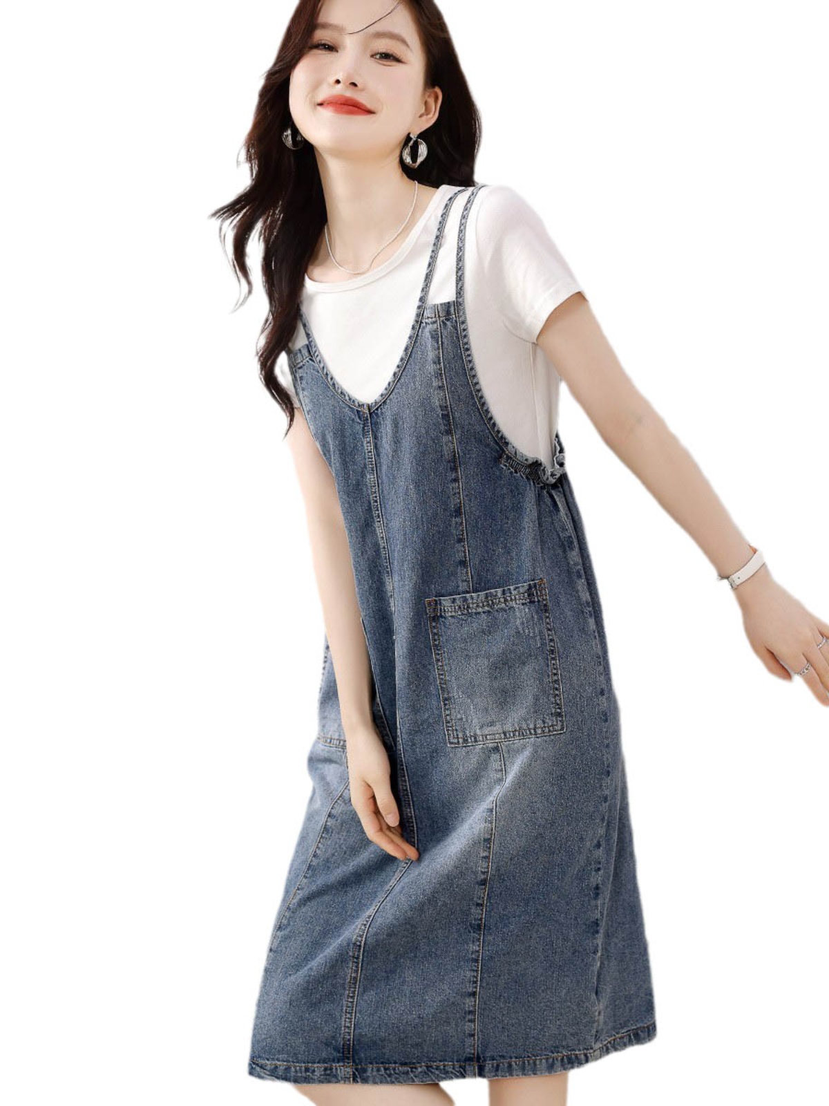 OD211: đầm jean phối trẻ trung