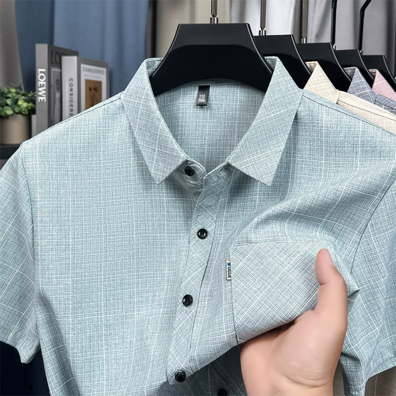 OH041: Áo sơ mi nam tay ngắn Woodpecker bằng vải cotton lanh