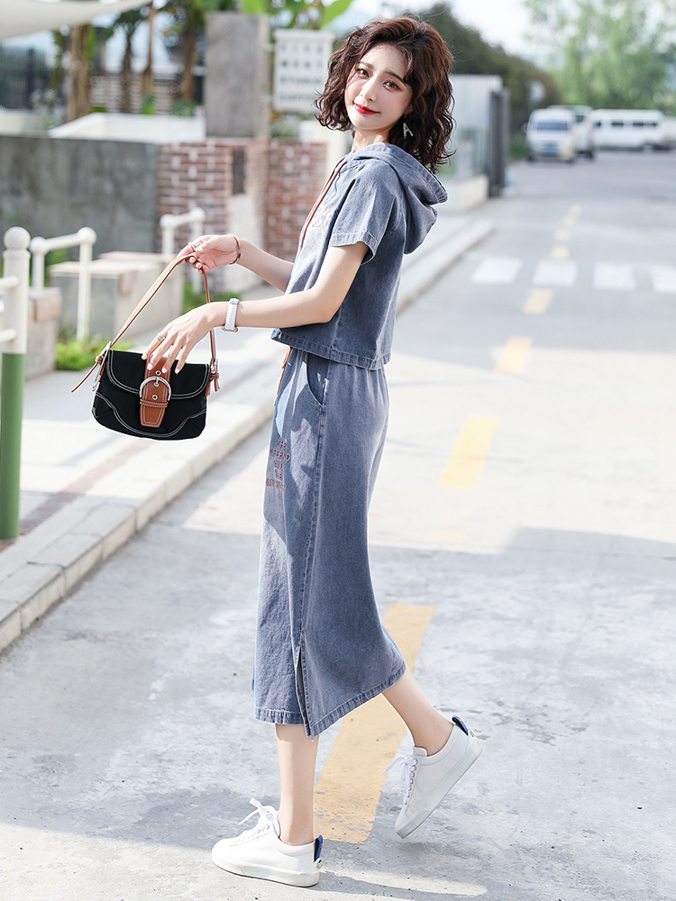 OD759: set áo váy jean có mũ cao cấp kiểu hàn quốc