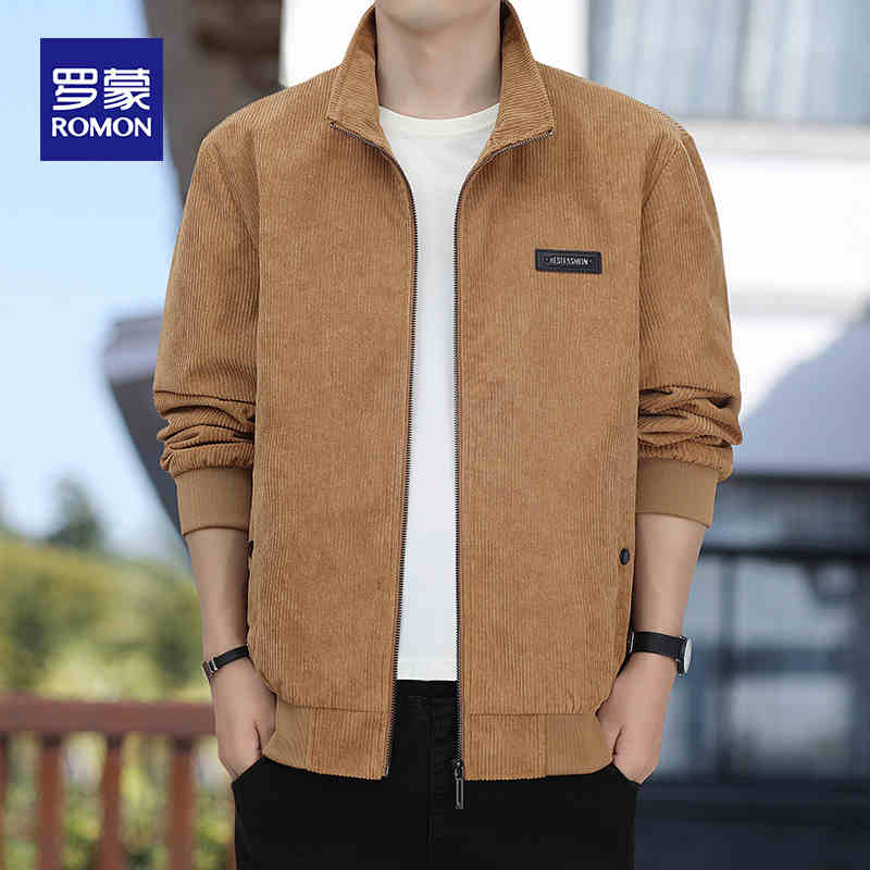 OC450: Áo khoác nhung Romon nam cổ đứng