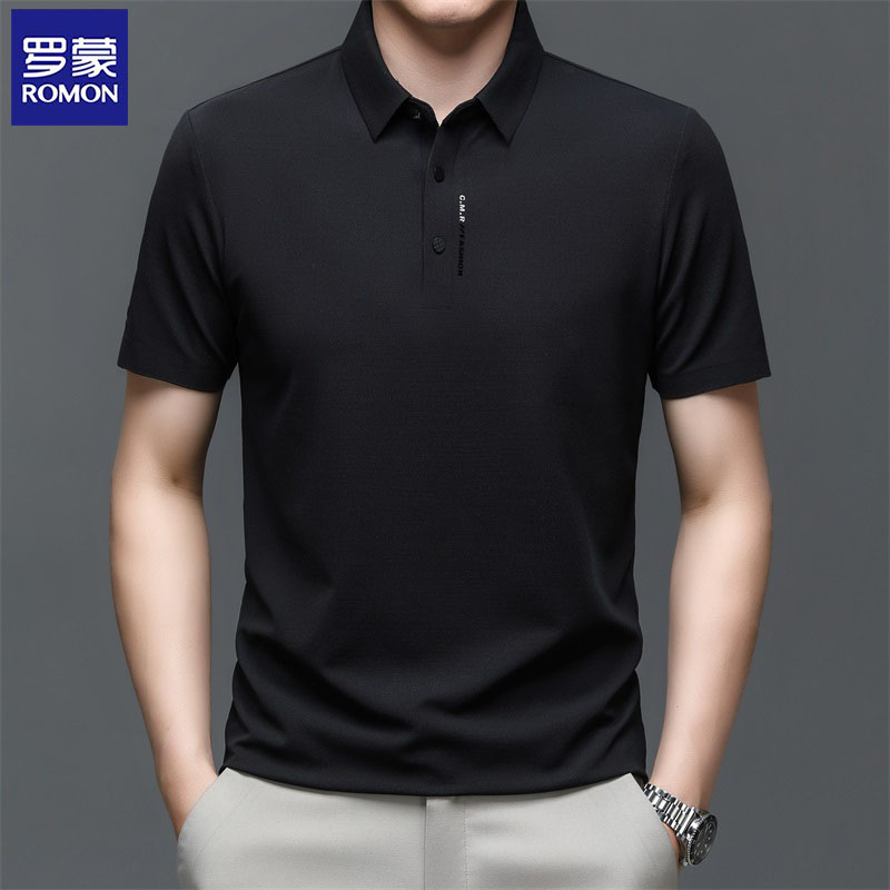 OE846: Áo thun nam tay ngắn Romon mùa hè trơn màu vải lụa lạnh không đường may chống nhăn