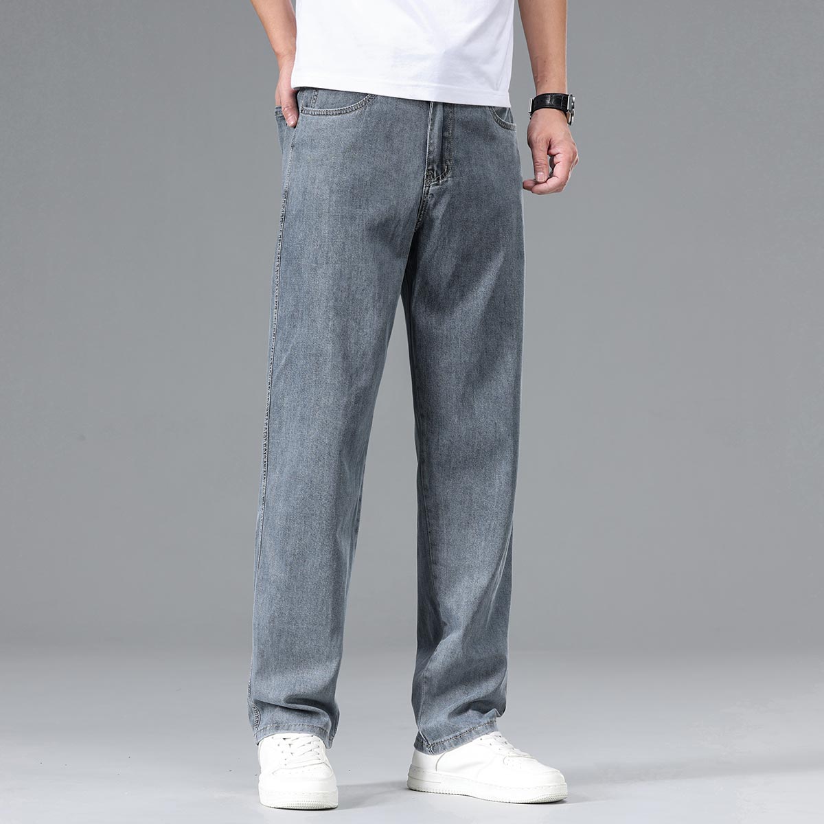 OE742: Quần Jeans Lụa Băng Cho nam cao cấp Quần Ống Rộng Thẳng