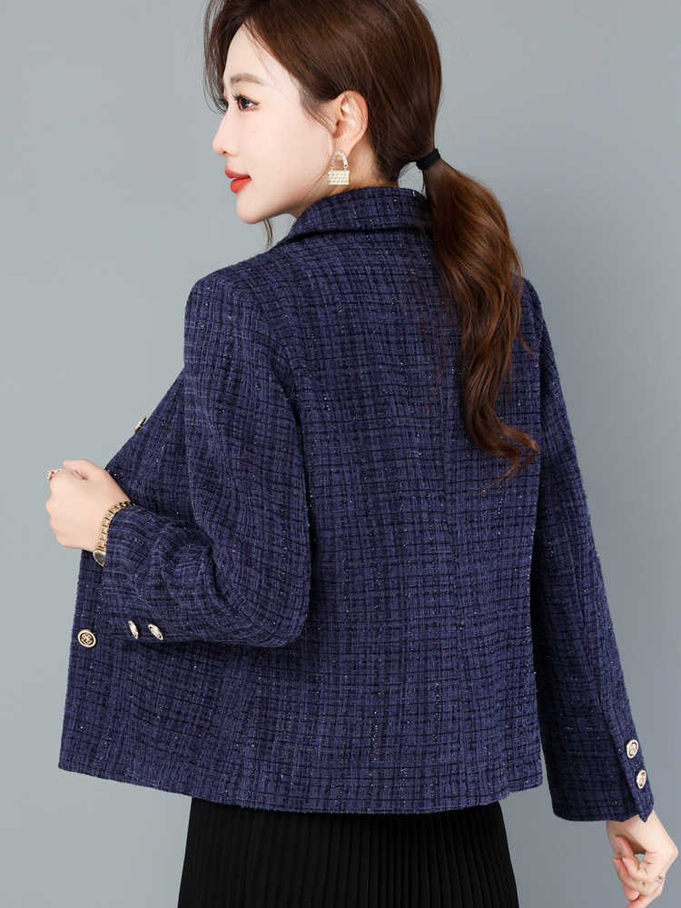 OC480: Áo khoác ngắn thiết kế nữ trung niên mùa xuân cardigan cổ bẻ