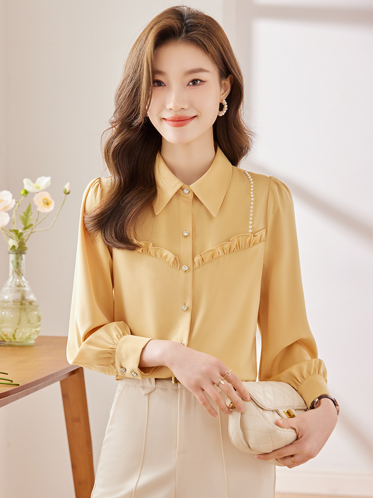 OD110: áo sơ mi nữ phối bèo cao cấp dài tay