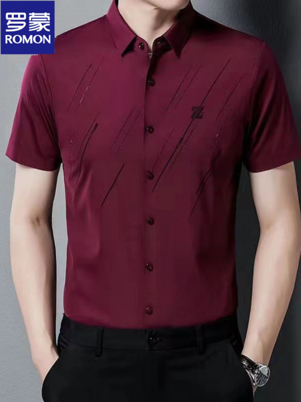 Mã C052: Áo sơ mi ngắn tay Romon nam cao cấp