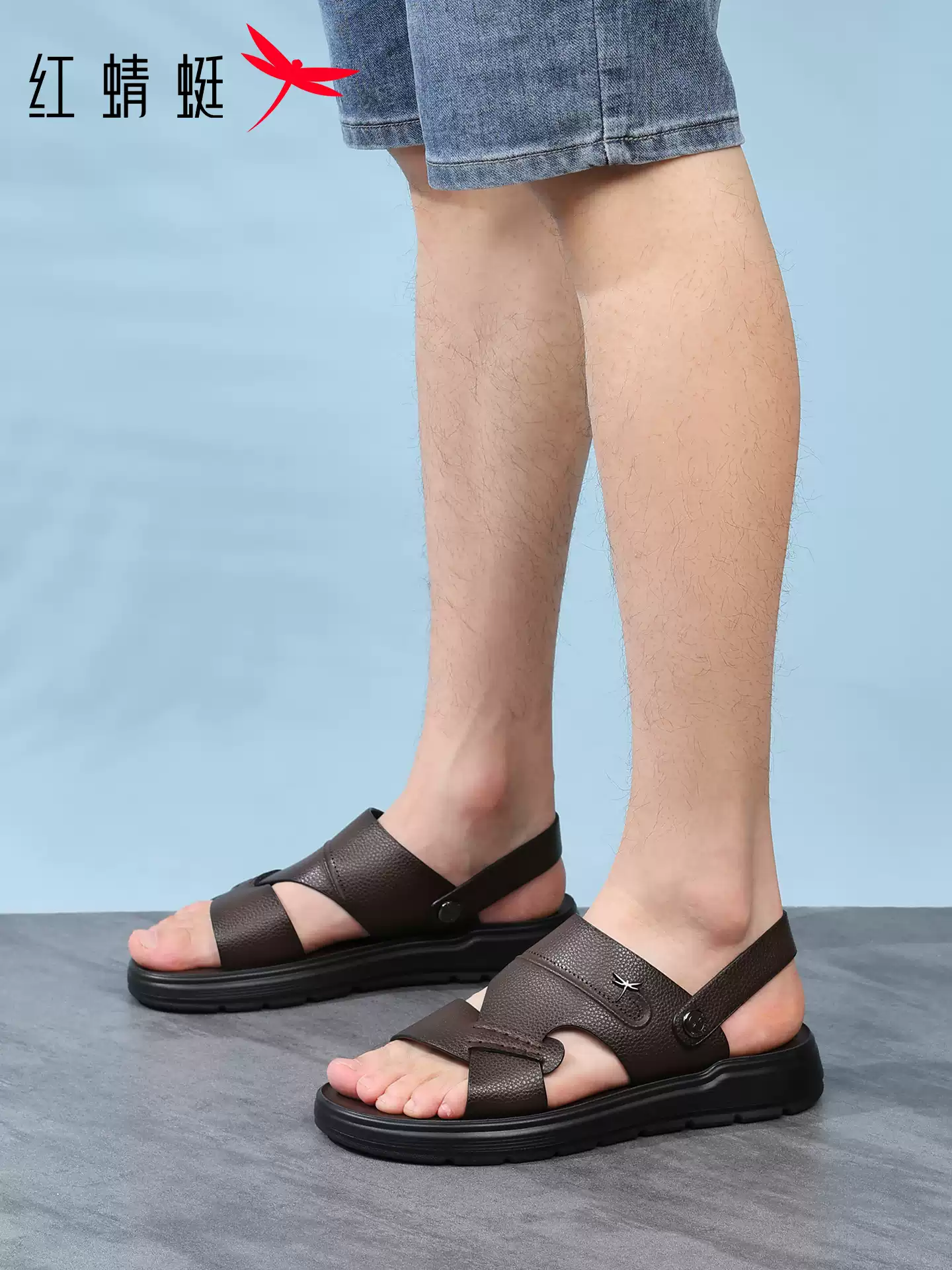 OH107: Dép xăng đan nam cao cấp Red Dragonfly, da thật, chống trơn trượt, khử mùi