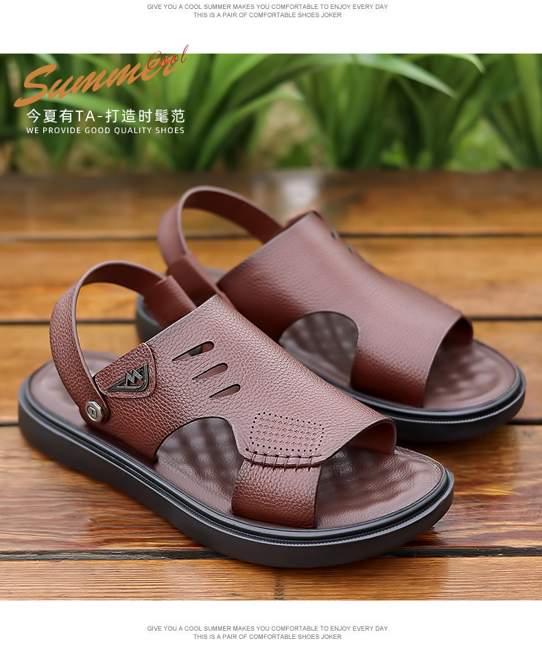 OE858: Giày da thật Old Man Head mùa hè cho nam