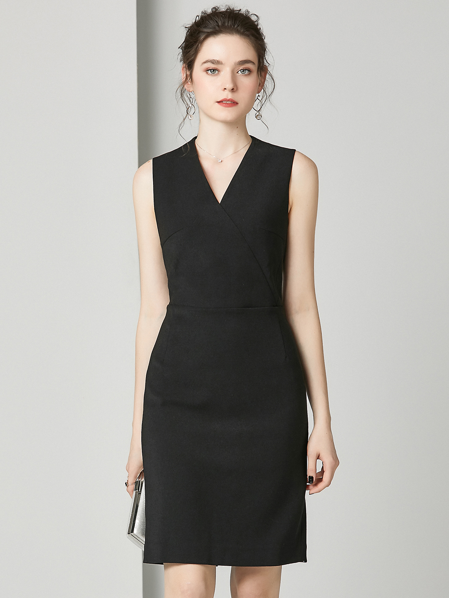 OD454: váy đen cao cấp OL cổ vest
