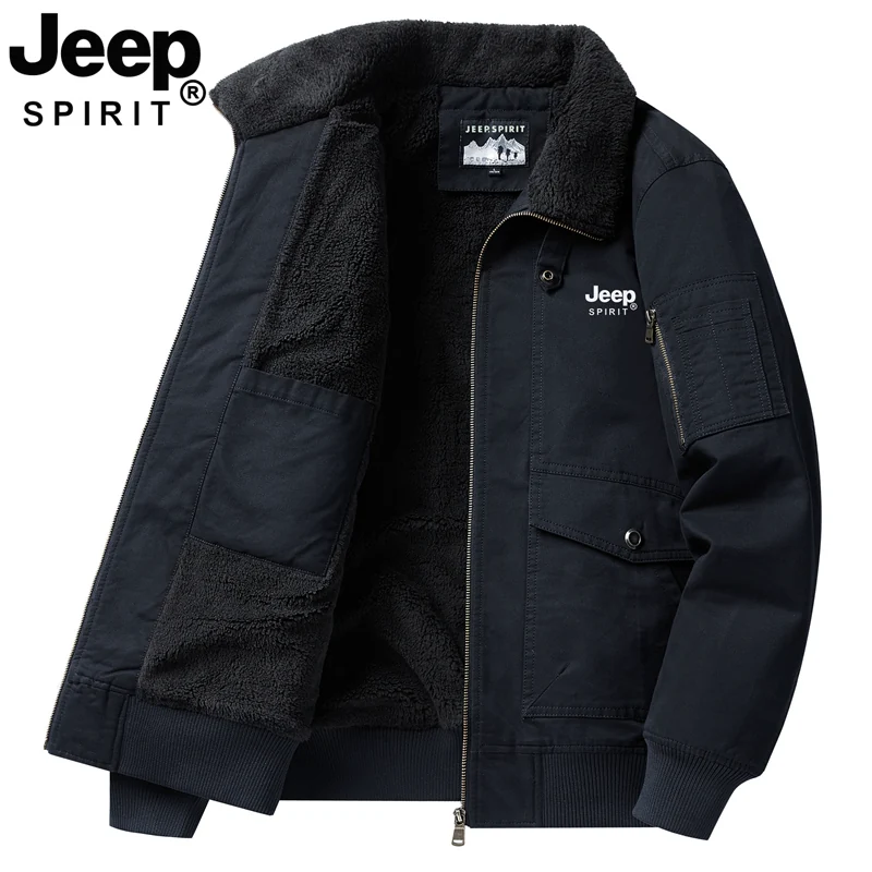 OH162: Áo khoác nam JEEP bằng len cừu, kiểu dáng mới Thu/Đông, ấm áp và chất liệu cotton