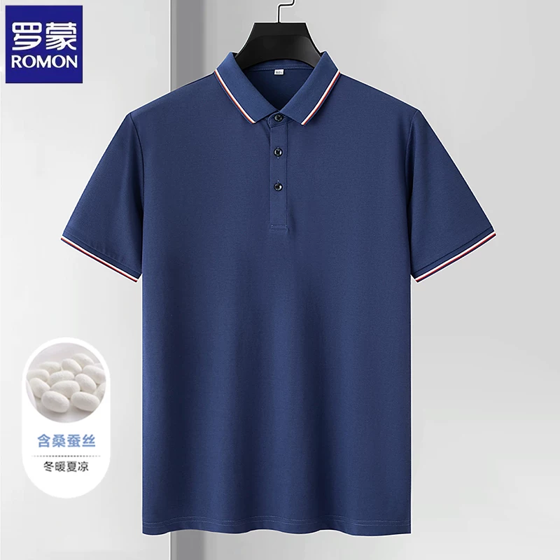 OH003: Áo polo ngắn tay bằng lụa Romon dành cho nam, kiểu dáng công sở