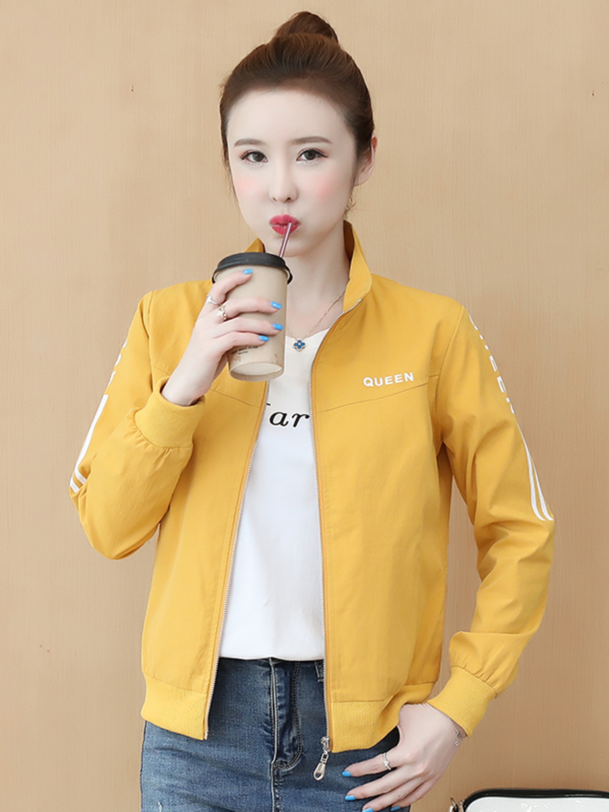 OD920: áo khoác gió nữ cổ bẻ Phong cách hàn quốc