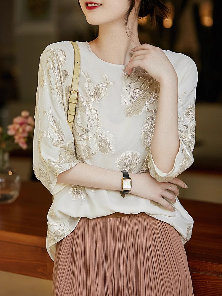 OD046: áo sơ mi nữ thêu cao cấp