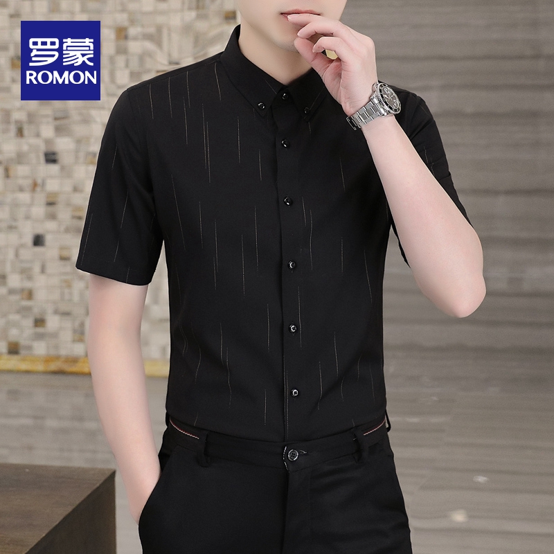 Mã C055: Áo Sơ Mi Nam Tay Ngắn Romon Sắt Sọc