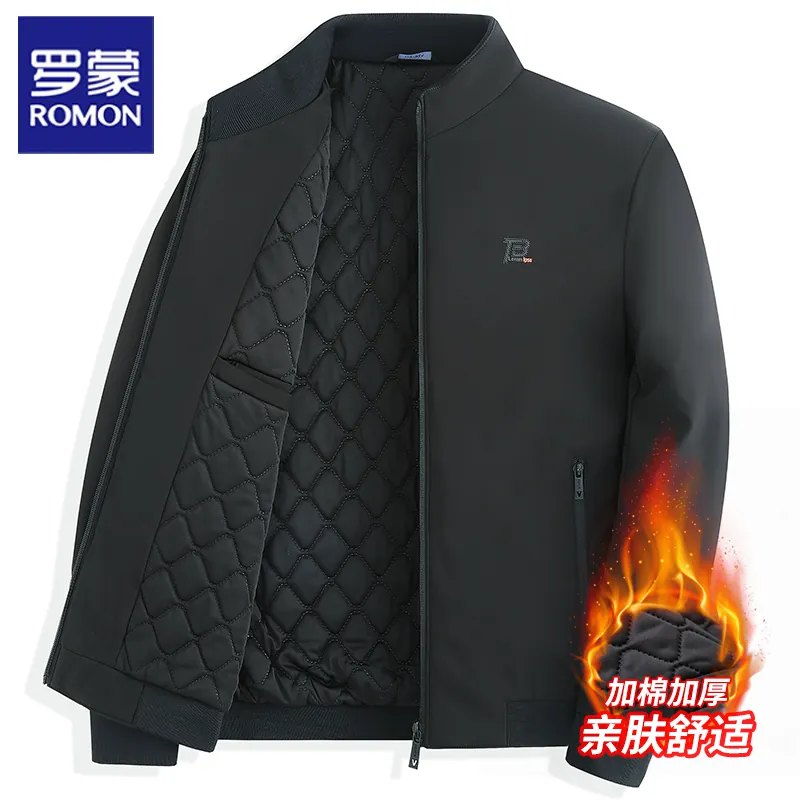 OH176: Áo khoác mùa đông nam Romon cổ đứng, lót lông cừu và bông.