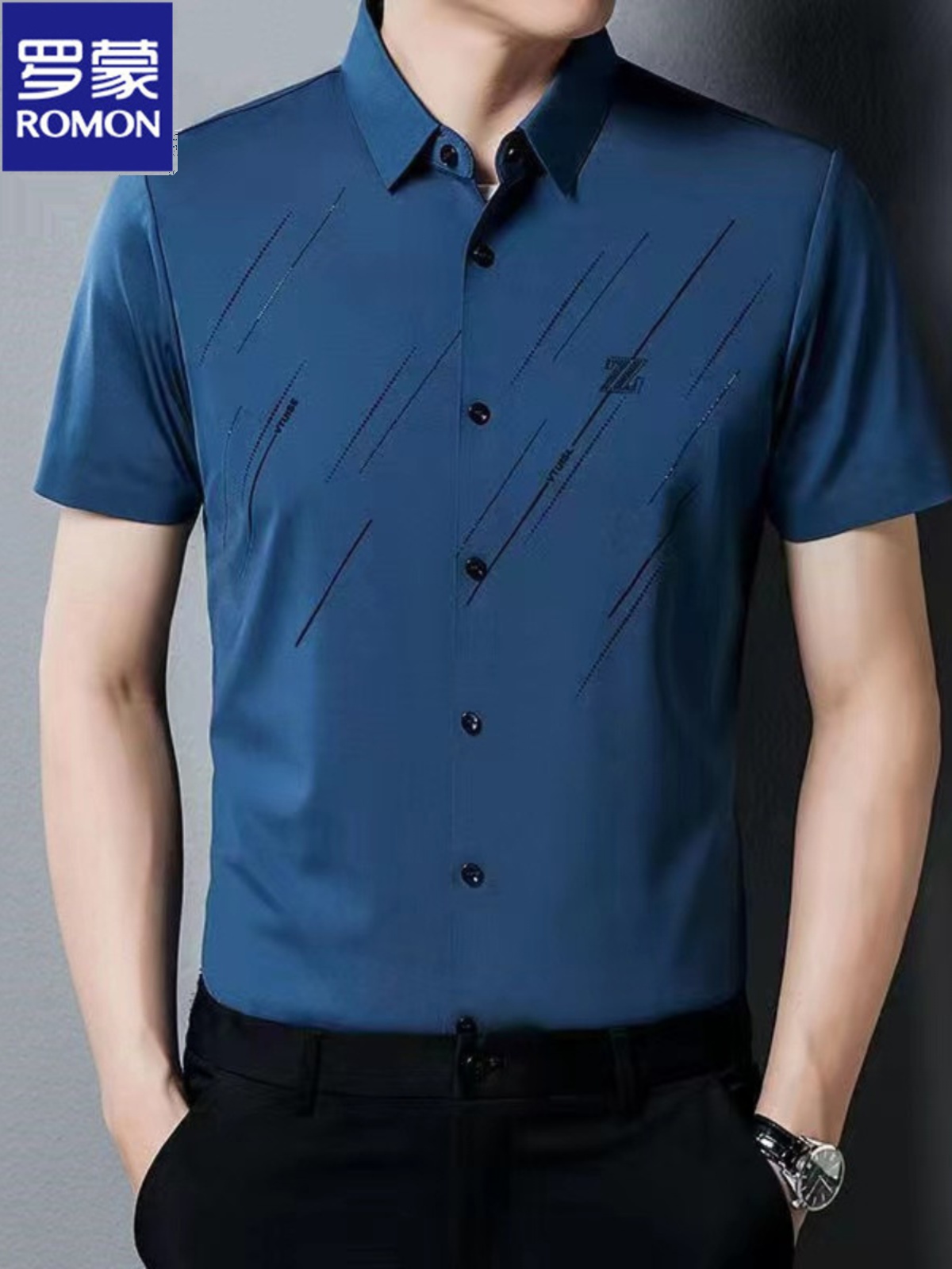Mã C052: Áo sơ mi ngắn tay Romon nam cao cấp