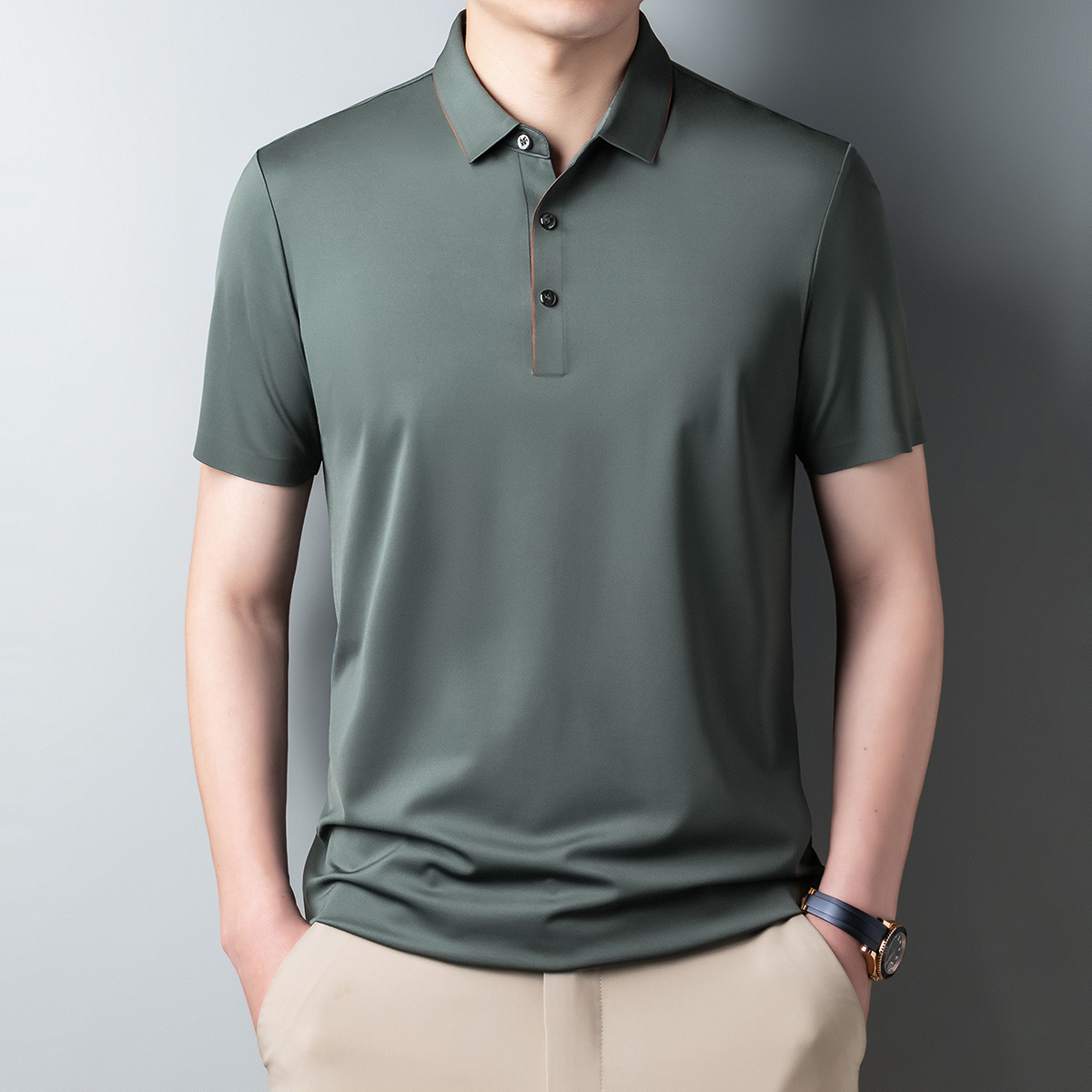 OD322: Áo sơ mi nam Polo cao cấp sợi tơ tằm