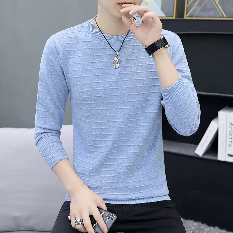 Mã A617: áo len cổ tròn mỏng nam dệt kim