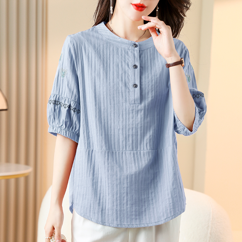 OD153: áo sơ mi nữ thiết kế dáng rộng và áo thêu
