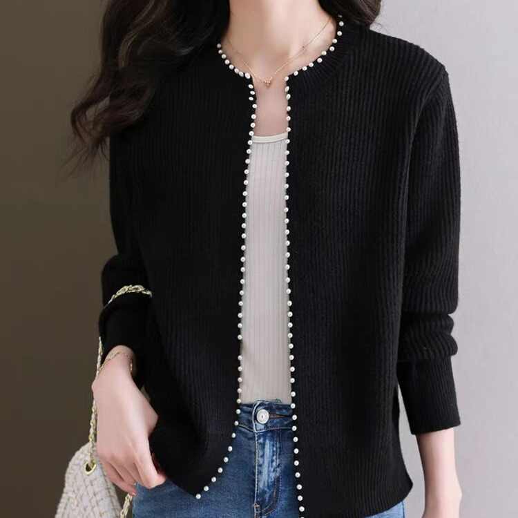 OC251: Áo khoác cardigan nữ dệt kim cổ tròn nữ thanh lịch