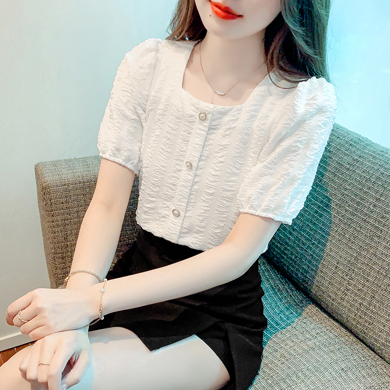 OD154: áo sơ mi nữ voan tay phồng nữ Pháp