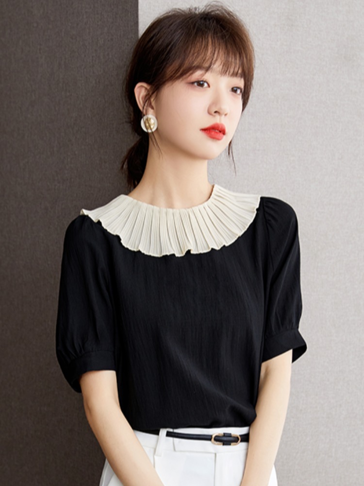 OD012: áo sơ mi nữ cổ phối bèo
