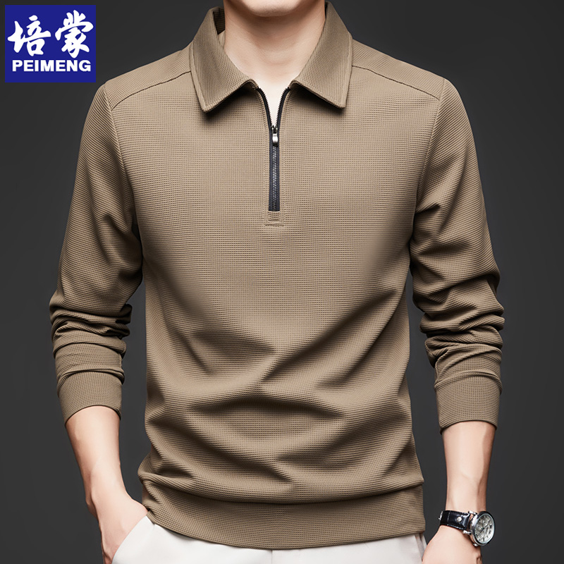 OE281: Áo thun POLO nam cao cấp tay dài cho trung niên cổ bẻ khóa nửa chính hãng Peimenh