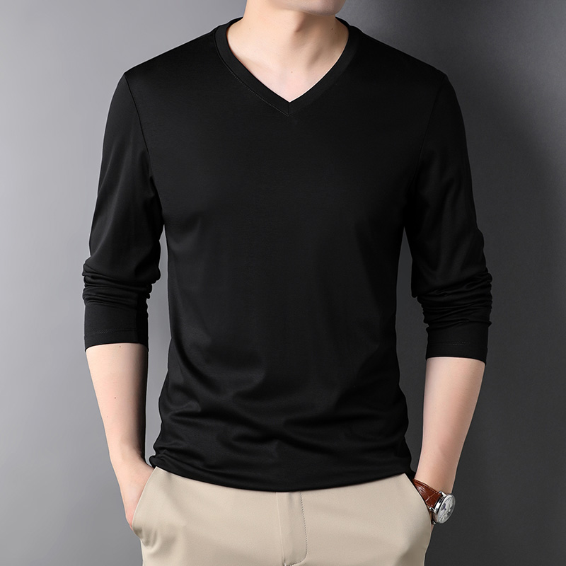 OD310: Áo thun nam tay dài cổ chữ V cotton nguyên chất