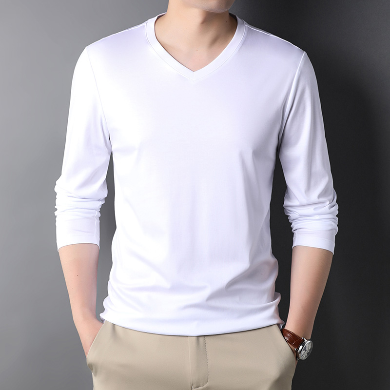 OD310: Áo thun nam tay dài cổ chữ V cotton nguyên chất