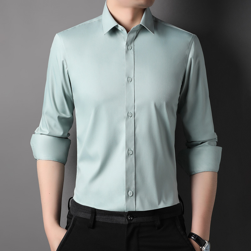 OE252: Áo sơ mi dài tay màu trơn cho nam cao cấp phong cách Hàn Quốc thời trang công sở