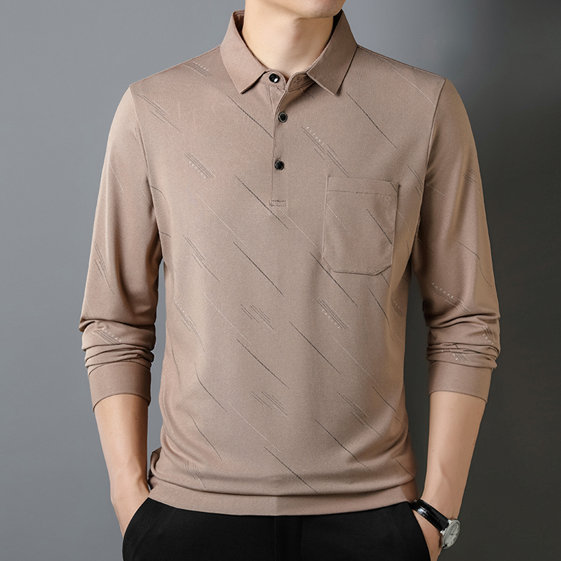 OE947: Áo thun nam trung niên xuân thu dài tay cotton