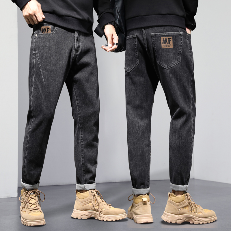 OE111: Quần jeans đen nam cao cấp quần dài giản dị nhung nam thời trang